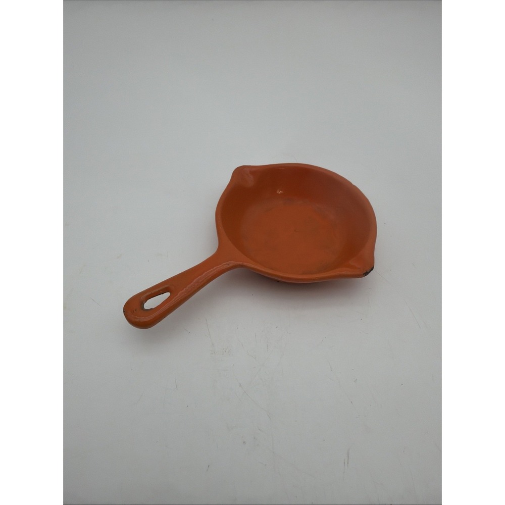 Wagner Ware Cast Iron Orange Enamel Mini Skillet Ashtray Double Pour